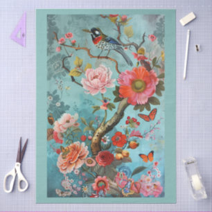 Elegant Vibrant Colourful Floral Decoupage Tissue Paper