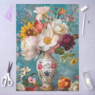 Elegant Vibrant Colourful Floral Decoupage Tissue Paper