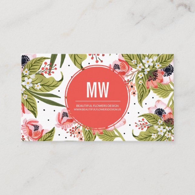 Elegant Vibrant Floral Business Card (Front)