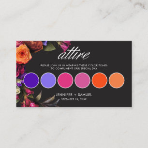 Elegant Vibrant Floral Wedding Dress Code Colour Enclosure Card