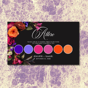 Elegant Vibrant Floral Wedding Dress Code Colour Enclosure Card