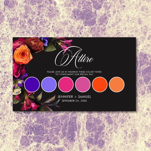 Elegant Vibrant Floral Wedding Dress Code Colour Enclosure Card (Elegant Vibrant Floral Wedding Dress Code Color Enclosure Card)