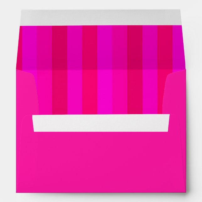 Elegant, Vibrant Hot Pink and Red Stripes Envelope (Back (Bottom))