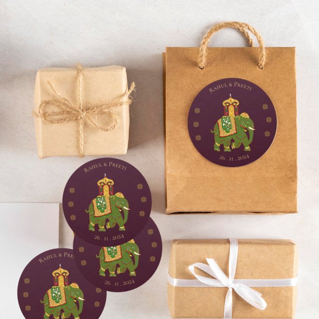 Elegant Vibrant Red Gold Mandala Indian Wedding  Classic Round Sticker (Elegant Vibrant Red Gold Mandala Indian Wedding Classic Round Sticker)