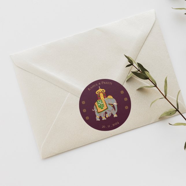 Elegant Vibrant Red Gold Mandala Indian Wedding  Classic Round Sticker (Elegant Vibrant Red Gold Mandala Indian Wedding Classic Round Sticker)