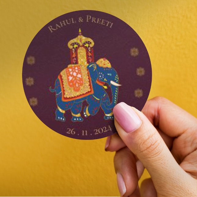 Elegant Vibrant Red Gold Mandala Indian Wedding  Classic Round Sticker (Elegant Vibrant Red Gold Mandala Indian Wedding Classic Round Sticker)