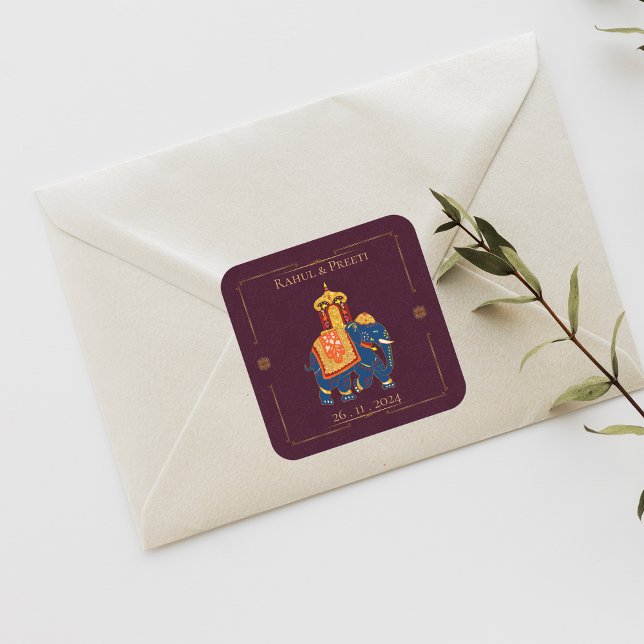 Elegant Vibrant Red Gold Mandala Indian Wedding  Square Sticker (Elegant Vibrant Red Gold Mandala Indian Wedding Square Sticker)