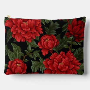 Elegant Vibrant Red Peonies In Bloom Accessory Pouch