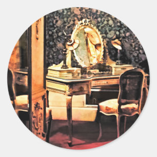 Elegant Victorian Bedroom Classic Round Sticker