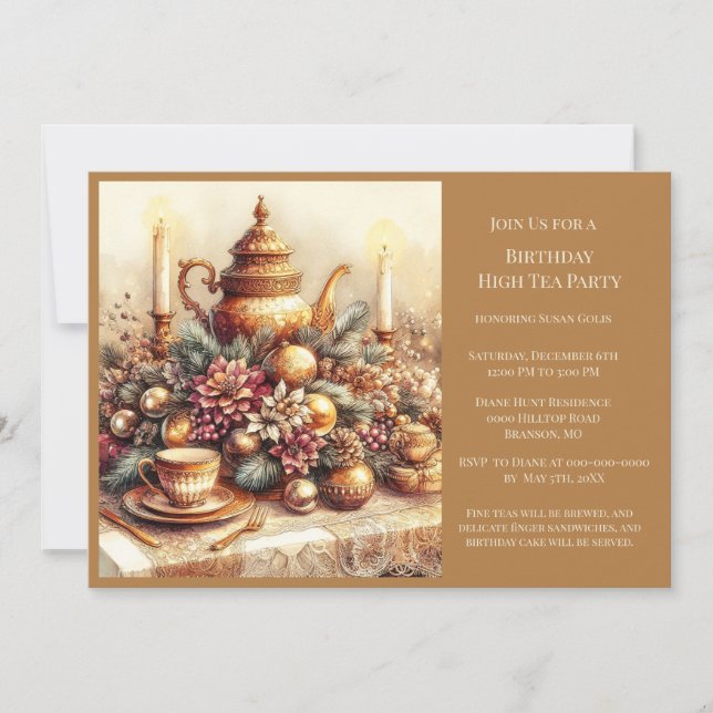 Elegant Victorian Birthday Tea Party   Invitation (Front)