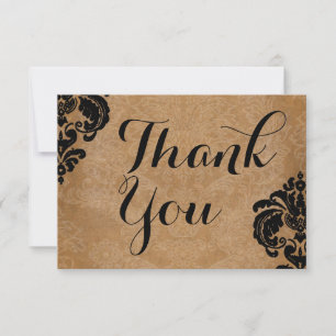 Elegant Victorian Black Damask RSVP Card