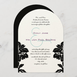 Elegant Victorian Black Damask Wedding Invitation