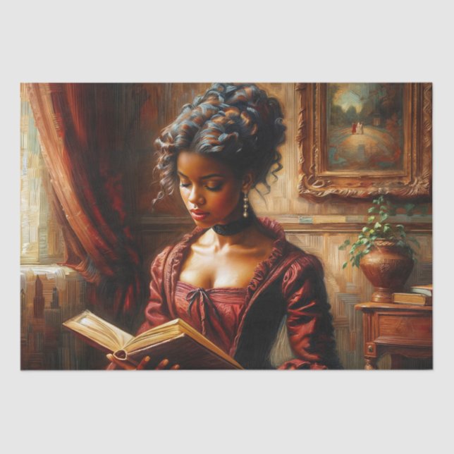 Elegant Victorian Black Lady Reading Tissue Paper (Front)