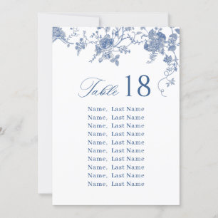 Elegant Victorian Blue Floral Seating Chart Cards