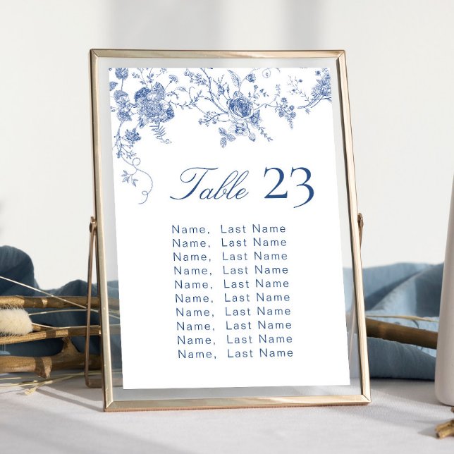 Elegant Victorian Blue Floral Seating Chart Cards (Creator Uploaded)