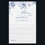 Elegant Victorian Blue Floral Wishes & Advice Card<br><div class="desc">Personalise with the bride to be's name and date of shower. 
For further customisation,  please click the "customise further" link. If you need help,  contact me please.</div>
