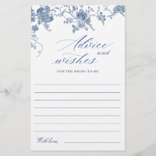 Elegant Victorian Blue Floral Wishes & Advice Card