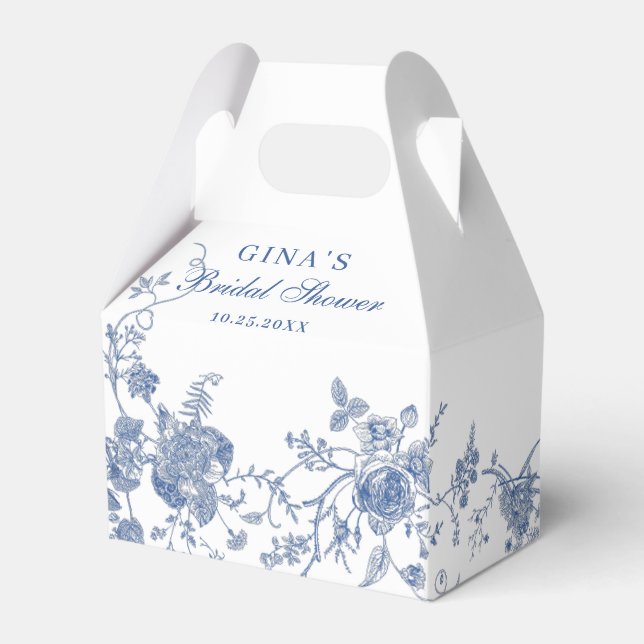 Elegant Victorian Blue French Floral Bridal Shower Favour Box (Front Side)