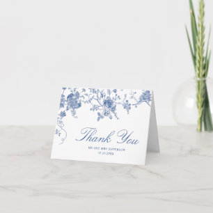 Elegant Victorian Blue French Floral Wedding Thank You Card