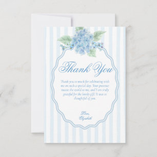 Elegant Victorian Blue Hydrangea Scalloped Frame Thank You Card