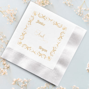 Elegant Victorian Bride and Groom Names Foil Napkins