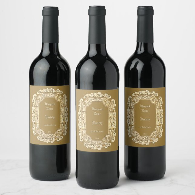 Elegant Victorian Era 1850 Cartouche Wine Label (Bottles)