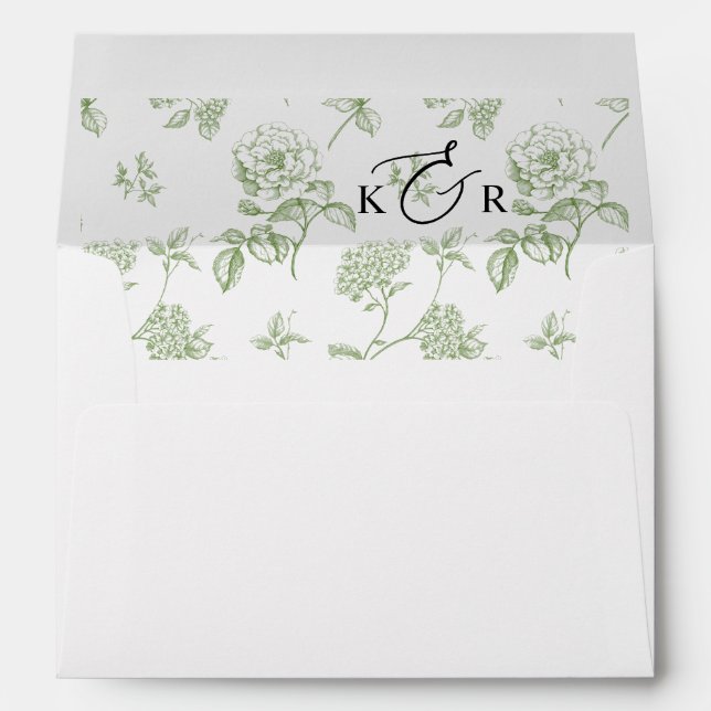 Elegant Victorian Floral Monogram 5x7 Invitation Envelope (Back (Bottom))