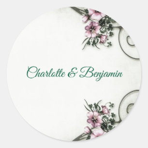 Elegant Victorian Floral Wedding Favour Sticker