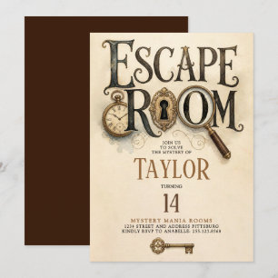 Elegant Victorian Gold Escape Room Mystery Solving Invitation