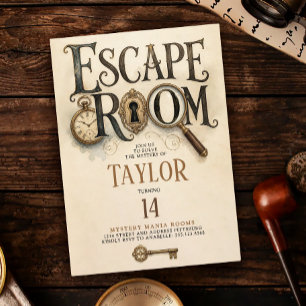 Elegant Victorian Gold Escape Room Mystery Solving Invitation