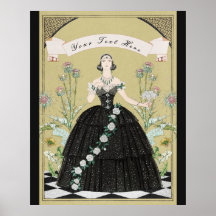 Elegant Victorian Gothic Lady White Roses Thistles