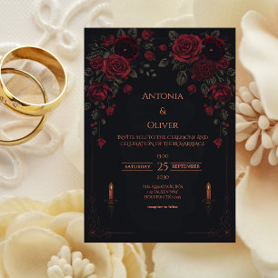Elegant Victorian Gothic Romance Wedding  Invitation