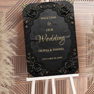 Elegant Victorian Lace Black  Luxury Wedding Sign