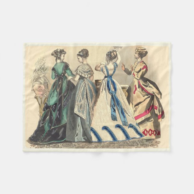 Elegant Victorian Ladies  Fleece Blanket (Front (Horizontal))