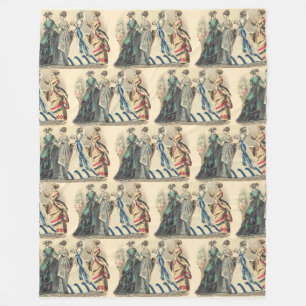 Elegant Victorian Ladies Fleece Blanket