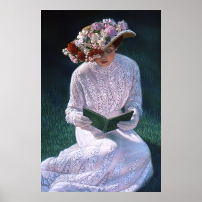 Elegant Victorian Lady, reading, decor art poster (Front)