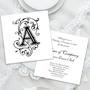 Elegant Victorian Letter A Monogram Invitation