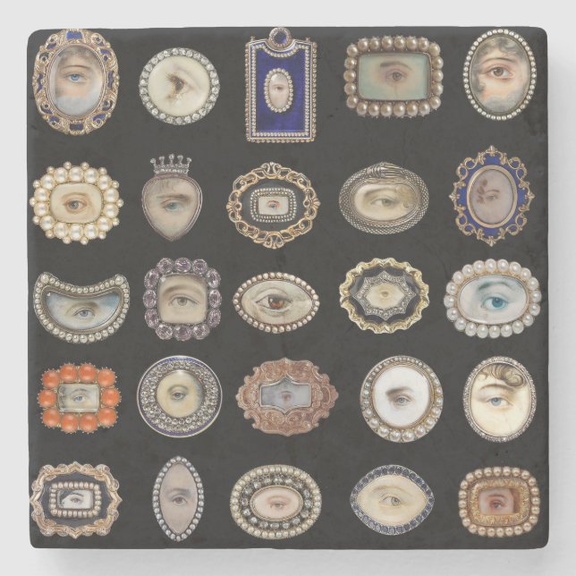 Elegant Victorian Lover's Eyes Stone Coaster (Front)
