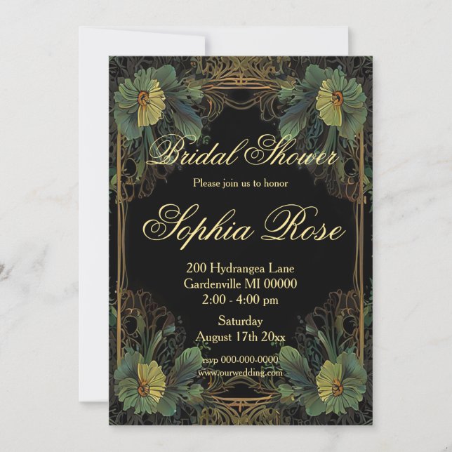 Elegant victorian moody dark botanical Wedding  Invitation (Front)