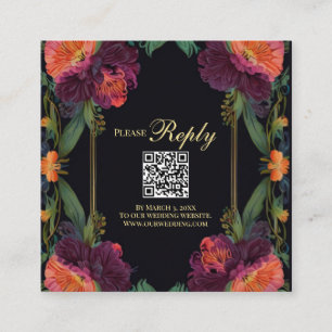 Elegant Victorian moody dark pink magenta floral Enclosure Card