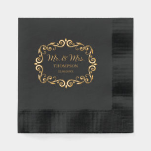Elegant Victorian Mr and Mrs Wedding Foil Napkins