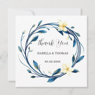 Elegant Victorian Navy Blue Lily Floral Botanical Invitation