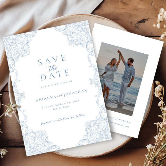 Elegant Victorian Photo Wedding Save The Date (Creator Uploaded)