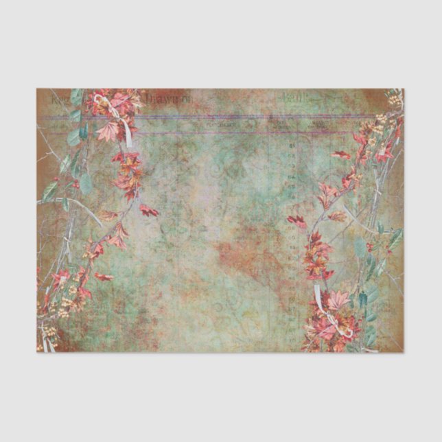 Elegant Victorian Pink Flowers  Tissue Paper (Front)