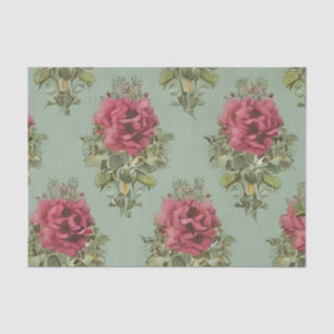 Elegant Victorian Red Rose Pattern Tissue Paper