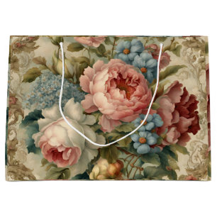 Elegant Victorian Roses, Garden Flowers  Large Gift Bag