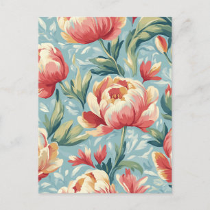 Elegant Victorian Style Floral Peonies Tulips Postcard