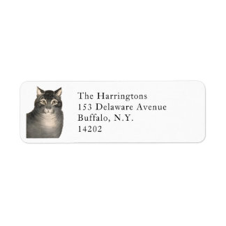Elegant Victorian Tabby Cat Return Address  Label