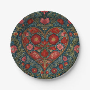 Elegant Victorian Valentines Day heart design Paper Plate