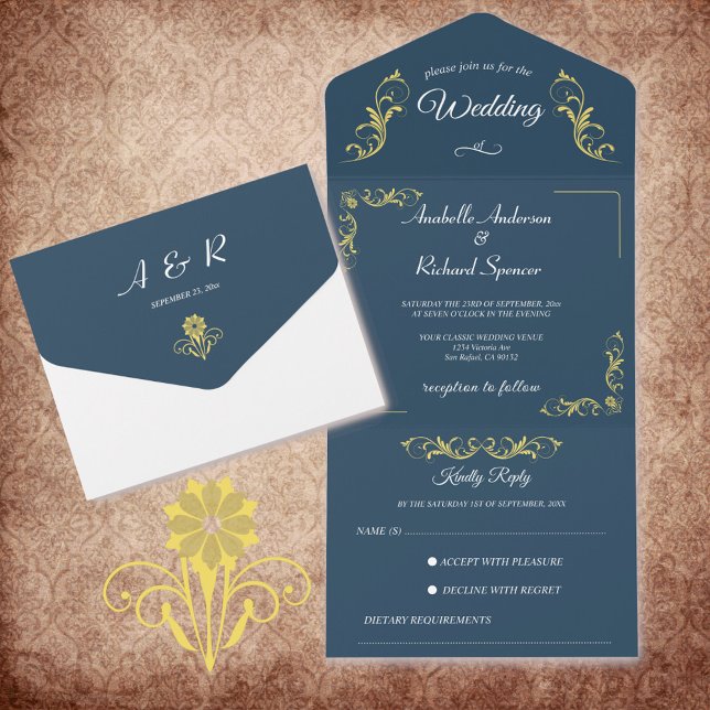Elegant Victorian Wedding  All In One Invitation (Creator Uploaded)